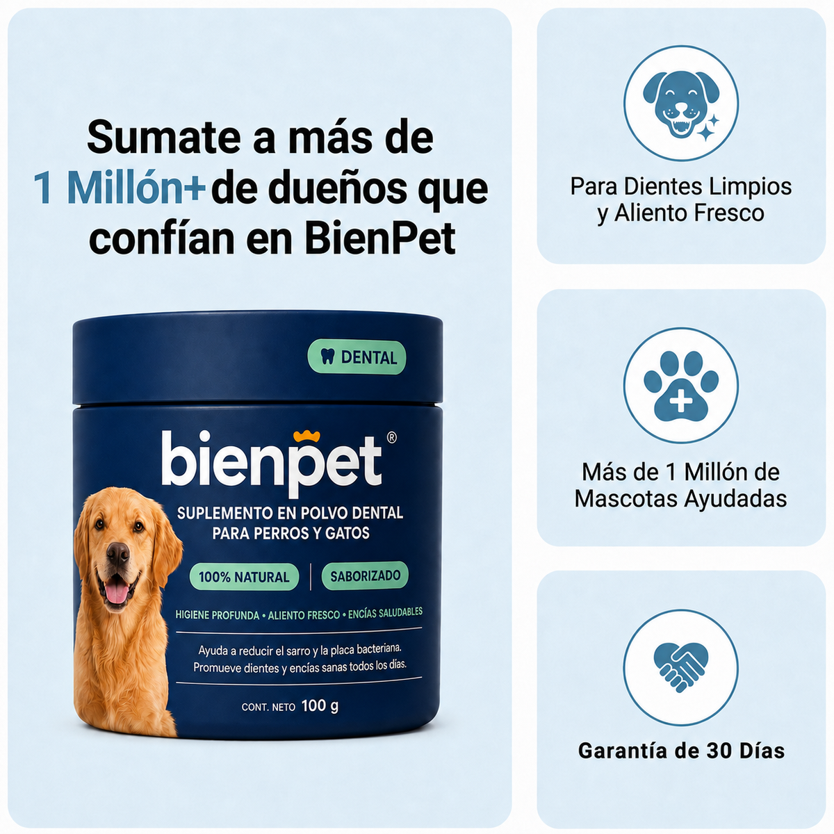 Suplemento Dental en Polvo para perros y gatos